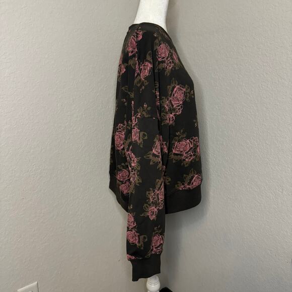Taelynn Crew Neck Flower Printed Sweat Shirt Women's Large Pullover Lounge Wear - Picture 3 of 10